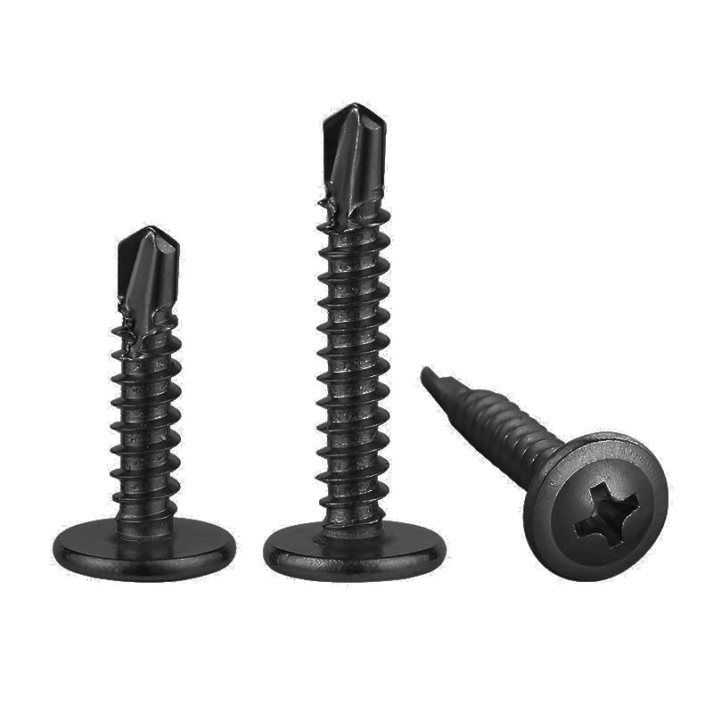 Wensilon (400Pcs)#8×1/2” for Sheet Metal Self-Tapping Screws 410 Black Stainless Steel Truss Head High-Strength Quick Tapping - color: Black, size: #8X1/2"