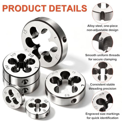 1/2"-12 UNS Round Threading Die Left Hand Alloy Steel - size: 1/2"-12 UNS
