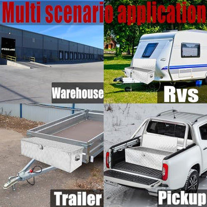 39x13x10 Inch Heavy Duty Pickup Storage Box Diamond Plate Portable Toolboxes Aluminum Underbody Truck Tool Box with Buckle Lock and Keys Suitable for Truck Bed Pickup RV Trailer - size: 39" L x13" W x10" H