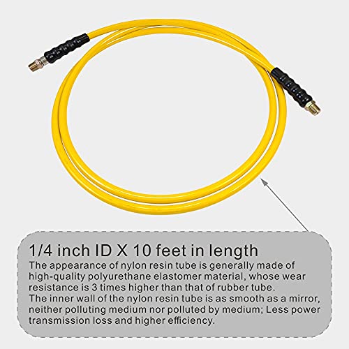 AMZCNC 10' 10000psi High Pressure Hydraulic Hose CH-604 Coupler 3/8" Thread Hydraulic Hose Assembly,1/4" ID x 10 ft - color: Yellow, size: 10' 10000 PSI 3/8"