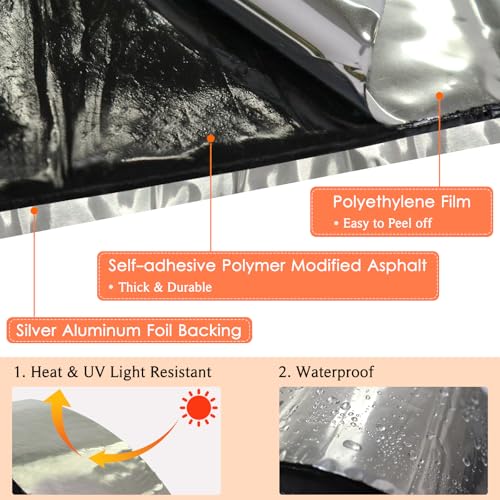 BXI Flashing Roll Tape Membrane, 6 inches X 32 Feet Thick Waterproof Patch Seal Tape, Self-Adhesive SBS Modified Rubberized Asphalt, Deck Seam Joist Leak Sealant for Roof Window Gutter Repair Outdoor - size: 6'' X 32'