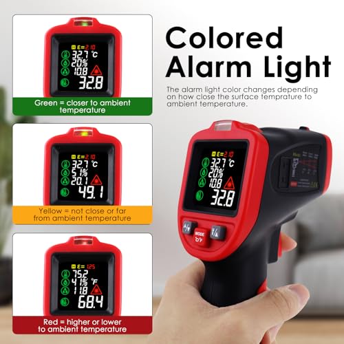 Infrared Thermometer Temperature Gun, Infrared Thermometer HVAC, -50~850°C (58~1562°F) Laser Temperature Gun for Automotive, HVAC,Industrial Use