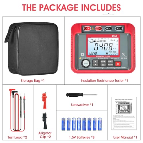 Megohmmeter 1000V Megaohm Meter 20GΩ Insulation Tester, AIOMEST Megohmeter - color: red