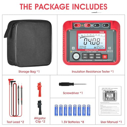 Megohmmeter 1000V Megaohm Meter 20GΩ Insulation Tester, AIOMEST Megohmeter - color: red