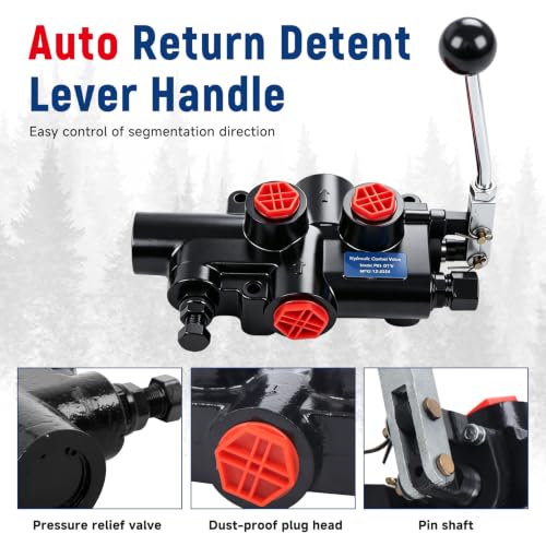 waltyotur 3625 PSI Hydraulic Log Splitter Directional Control Valve Auto Return Detent Lever Handle 21 GPM