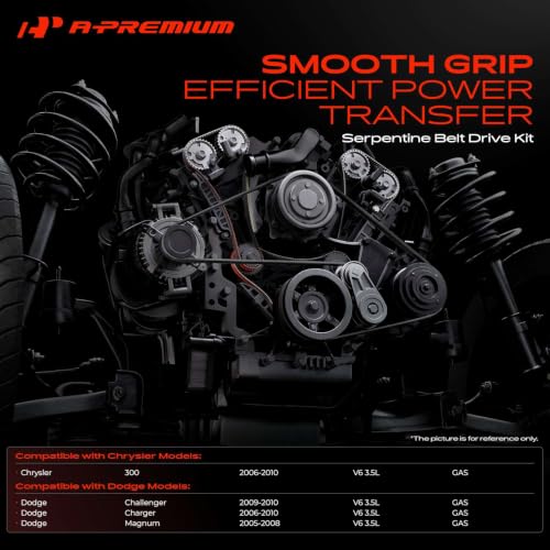 A-Premium Serpentine Drive Belt Kit with Tensioner & Idler Pulley