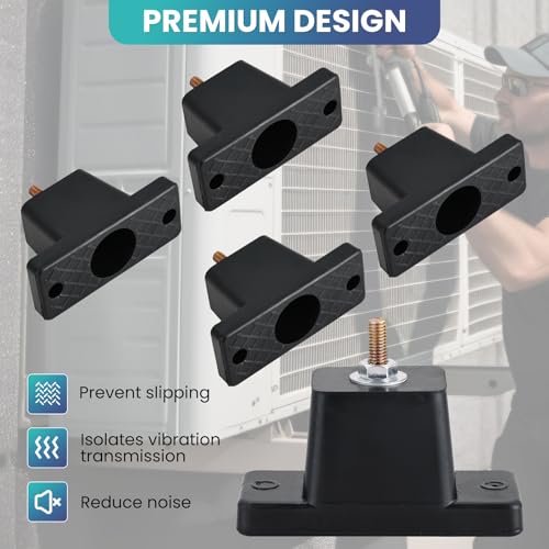 4 Pack Rubber Vibration Isolator Mounting Bracket for Air Conditioner Condenser Mounting Bracket for Outdoor Mini Split