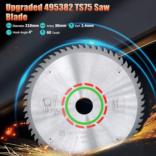495382 Blade Compaible with Festool 495382 TS 75 Plunge Cut Saw, 60 Tooth - style: 60T,210x2.4x30mm
