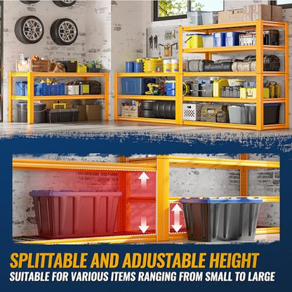 REIBII Storage Shelves, 40''W Garage Shelving, Heavy Duty Metal Shelving 2000LBS, Metal Shelves 5 Tier Industrial Shelf for Kitchen Pantry Warehouse Basement 72" H x 40''W x 17.8''D, Yellow - size: 72"H x 17.8"D x 40"W