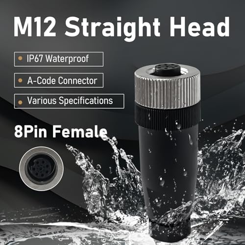 10Pcs M12 8Pin Female Industrial Aviation Connector (A-Code) Waterproof, Sensor Socket Field-Assemblable 12mm Circular Socket Panels Adapter IP67 - size: M12-8PIN, style: Female-Straight