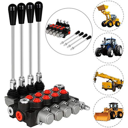 Hydraulic Flow Control Valve 4 Spool 11 GPM Adjustable Relief Valve - size: 4 Spool 11 GPM