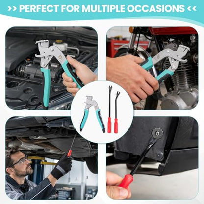 Car Clip Pliers, Panel Clip Removal Tool with 2Pcs Stainless Steel Fastener Remover for Disassembling Automotive Interior, Door Panel Dashboard, Buckles, Plastic Trim Clips, Rivets - color: Blue 3pcs