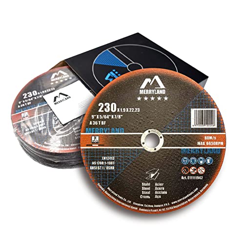 Merryland 25 Pack Cut Off Wheel 9 inch 0.075 Metal Iron Steel Cutting Disc - size: 9 X 0.075 for Steel Metal Iron