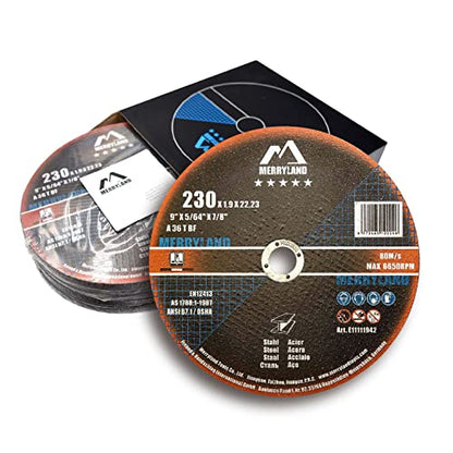 Merryland 25 Pack Cut Off Wheel 9 inch 0.075 Metal Iron Steel Cutting Disc - size: 9 X 0.075 for Steel Metal Iron