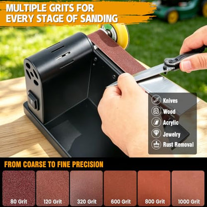 SporGain Mini Belt Sander, 4-in-1 Small Belt Grinder, 20"x1.2" Sanding Belt