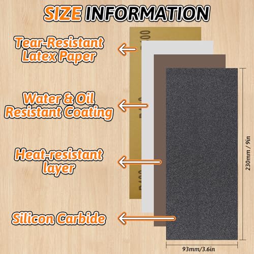 30 PCS Wet Dry Sandpaper 120 Grit Sheets for Polishing & Finishing - color: 120G, size: 9x3.6 Inch