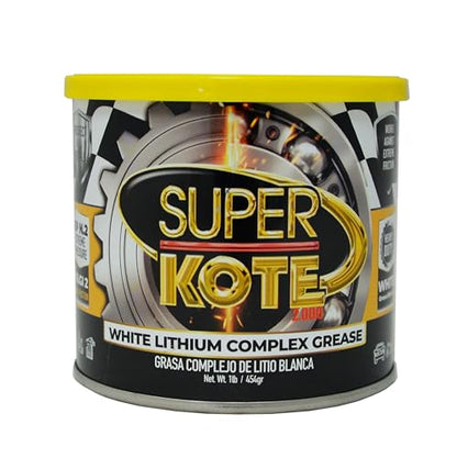 Lithium Complex Grease Superkote 2000 | Multipurpose | NLGI 2 | EP | High Temp | Automotive | Construction | Industry | Gear | Wheel Bearing | Axle | Ball Joint |White | 1 LB Can