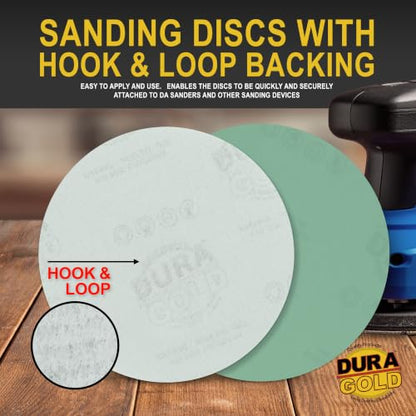 Dura-Gold 5" Green Film Sanding Discs, 2000 Grit, Box of 50, Hook & Loop - size: 2000-Grit