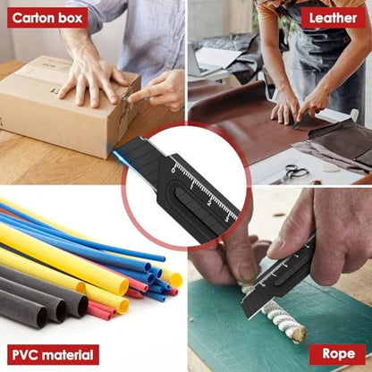 BIBURY 2 Pcs 18mm Retractable Utility Knife, Stainless Steel Box Cutter - color: Black