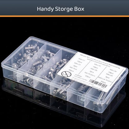 M6-1.0 x 12/16/20/30/45 Flange Hex Bolt Assortment Kit, 180pcs Stainless Steel Metric Flange Head Bolts and Nuts Set. - size: M6, style: Flange Head