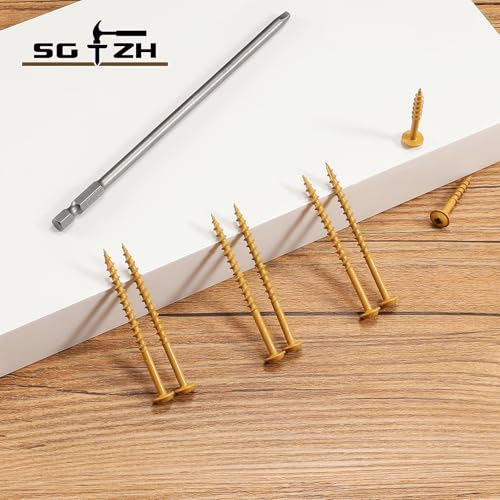 Pocket Hole Screws #8 x 2 Inch ((250Pcs) 2lb. Carbon Steel, Tan, Washer Head, Coarse Thread, Square Drive,150MM Drive Bit Included - color: Tan, size: #8 x 2"