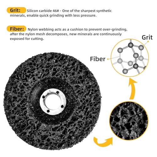 10 Pack 4.5 inch Strip Discs for Angle Grinder, Wire Stripping Wheel Paint Remover for Metal Surfaces, Abrasive Wheels Grinding Discs for Rust Welds Oxidation (4-1/2" x 7/8"), Black - size: 4.5‘’