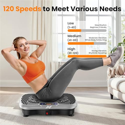 AXV Vibration Plate Exercise Machine Fitness Platform Body Vibrating Board - color: BT.PRO.SILVER