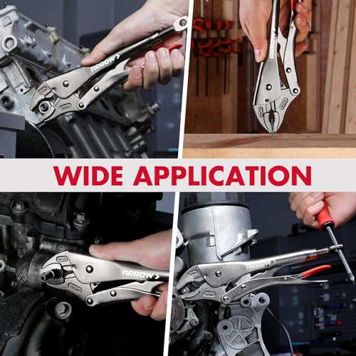 ARROW 10" Curved Jaw Locking Pliers with Screw Extractor - size: 10 inch