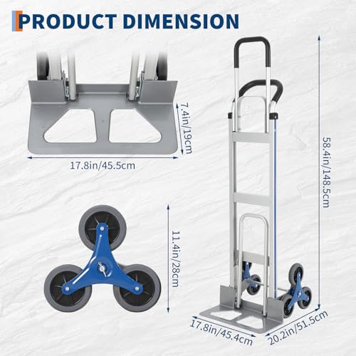 Aluminum Stair Climbing Cart,600 LBS with Extendable Base Plate, - color: Stair Climbing 600lbs