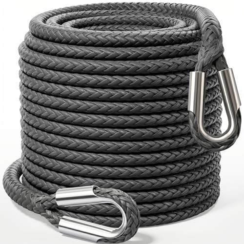 Synthetic Winch Rope Extension - 3/8" x 100ft 27000 lbs Heavy Duty Extension Winch Line Cable Replacement for ATV UTV Off Road Vehicle Jeep Truck - Grey - color: Grey, size: 3/8 Inch x 100 Feet