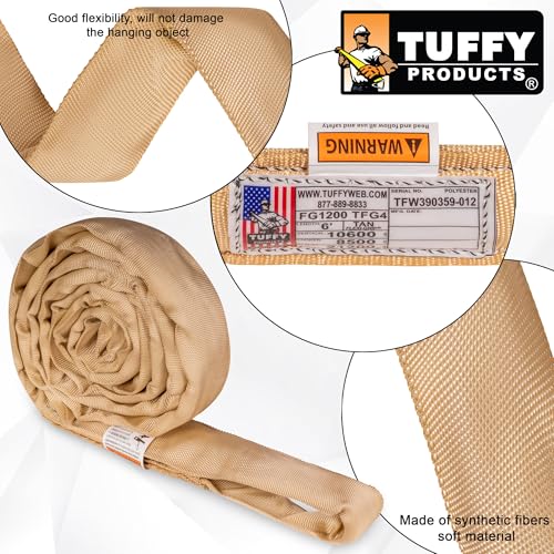 Flexi-Grip Tan 3 ft Endless Round Sling, 10,600 lb. Vertical Capacity, Heavy Duty Lifting Sling, USA Made - color: 04 Tan - Vertical Capacity 10,600 lbs, size: 3FT