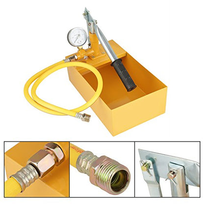 Focket Water Pump, 2.5MPa 2090g Manual Durable Hydraulic Yellow, Aluminum, Pipeline Tester Tool for Pressure Vessels, Pipes etc