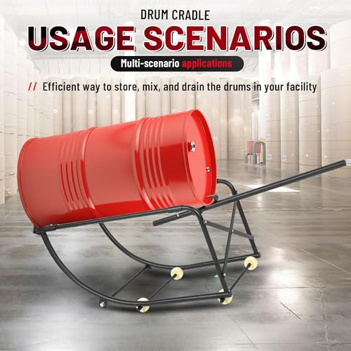 KUAFU 55 Gallon Drum Cradle 600lbs Drums Dolly Cart Drum Dispensing Stand