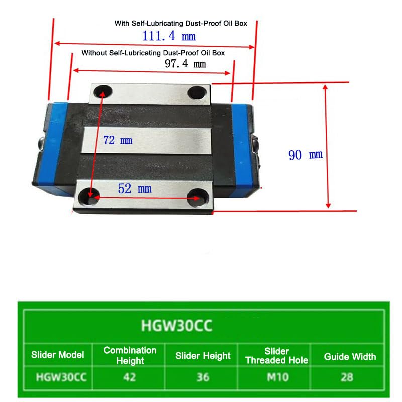 HGW30CA Linear Slider Bearing, 2pcs HGW30CA Flange Bearing Slider Block for CNC Linear Guide and Machines - size: HGW30