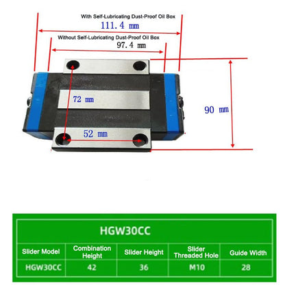 HGW30CA Linear Slider Bearing, 2pcs HGW30CA Flange Bearing Slider Block for CNC Linear Guide and Machines - size: HGW30