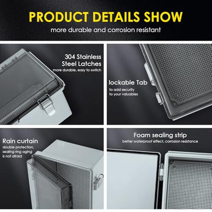 IP67 ABS Outdoor Electrical Junction Box Waterproof with Aluminum DIN Rail - color: Clear, size: 13.8''×9.8''×5.9''