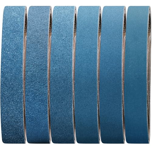 6-Piece Premium 2 x 42 Inch Zirconia Sanding Belts 40-400 Grit - color: Mix Grit, size: 2 x 42 Inch