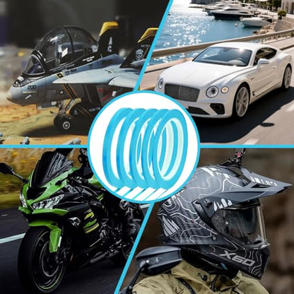 BENECREAT 5 Rolls 5 Styles Fine Line Tape, High-Temp PVC Fine Line Fineline Masking Tape, Automotive Paint for Curves Cyan, 1/13, 1/8, 5/32, 1/5, 1/4 Inch - color: Cyan