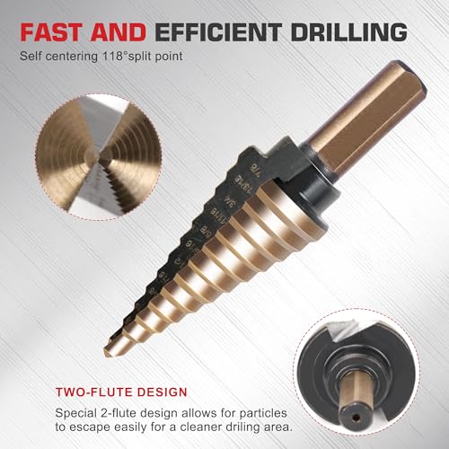 5Pcs Step Drill Bit & 5Pcs Countersink Drill Bit Set - size: Step & Countersink Set