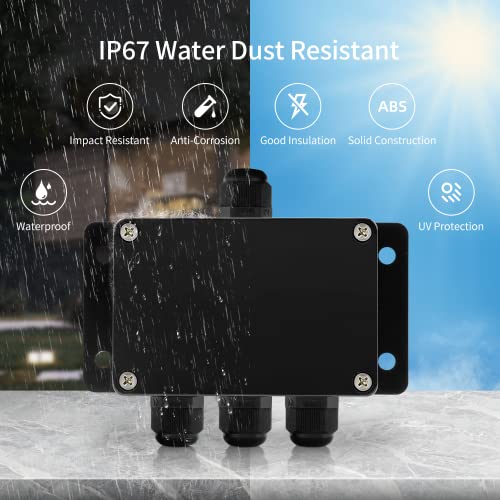 JINDOUZI ABS IP67 Waterproof Dustproof Electrical Junction Box, with 15A 600V Barrier Terminal Cable Connector, 1 in/3 Out Power Junction Box（3.93 * 2.67 * 1.96in） - size: 1T3 3.93" x 2.67" x 1.96"