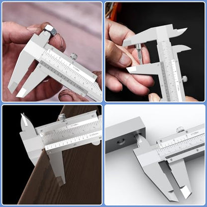HDLNKAK Vernier Caliper 6 Inch/150mm, Fractional Calipers 1/128 Inch - color: Silver-White