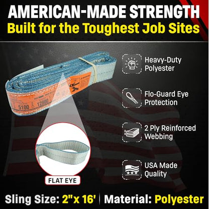Chenango Supply Eye & Eye 2 Ply Rigging DD Slings - size: 2" x 16'