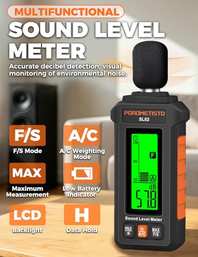 Sound Level Meter POROMETISTO 30-130dB A/C weights,F/S response modes
