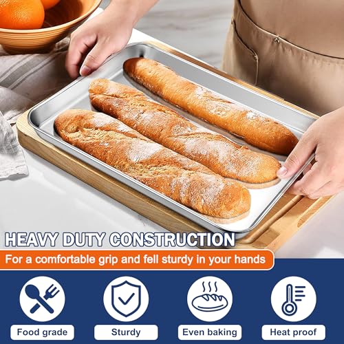 P&P CHEF Baking Sheet Pan, Stainless Steel Cookie Sheet, 12.5 Inch & 2 Pcs - size: 12.5 Inch