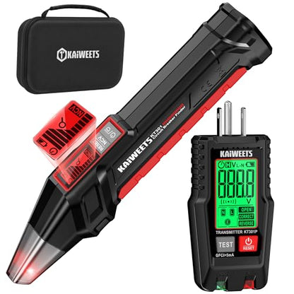 KAIWEETS Circuit Breaker Finder with LCD Display, GFCI Outlet Tester, Electrical Circuit Tracer Tool with NCV Test & Flashlight, Includes Carrying Case - KT301