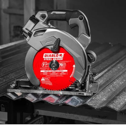 Diablo 7-1/4-Inch x 70-Teeth Steel Demon Carbide Saw Blade for Thin Metal - Ideal for Mild Steel Cutting, 12 Gauge or Thinner - Tico Hi-Density Carbide, Triple Chip Grind - D0770F - size: 7-1/4", style: 70 TCG