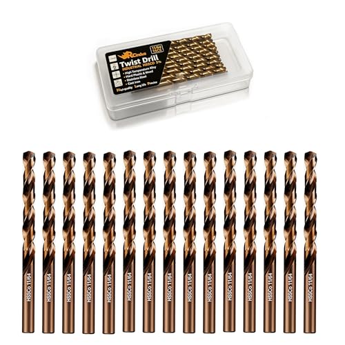(15PCS) 11/64" Cobalt Drill Bit, HSS M35 Metal Drill Bits for Steel, Stainless Steel, Cast Iron, Hard Plastic and Wood - size: 11/64 15PCS Cobalt
