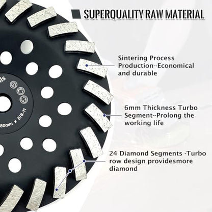 5/8"-11 Threaded Arbor Grinder Wheels 7 inch Concrete Diamond Grinding Disc - style: 7 Inch 5/8"-11 Threaded