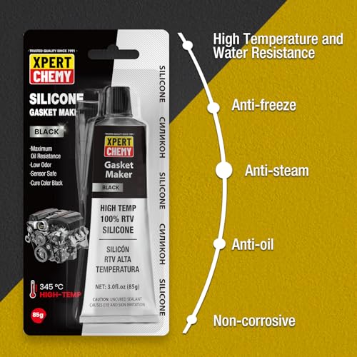 RTV Silicone Gasket Maker, High Temp Silicone Sealant for Automotive, Anti-Freeze RTV Resist Oil for Bonding Internal Combustion, Steam Turbines, Engines, Gearboxes, Pumps, Black - style: Black