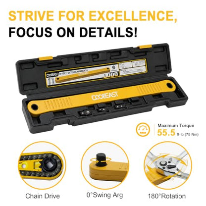 3/8 inch Pro Offset Extension Wrench Impact Wrench Extender Tool Socket Set - color: Yellow, size: 16.34inch